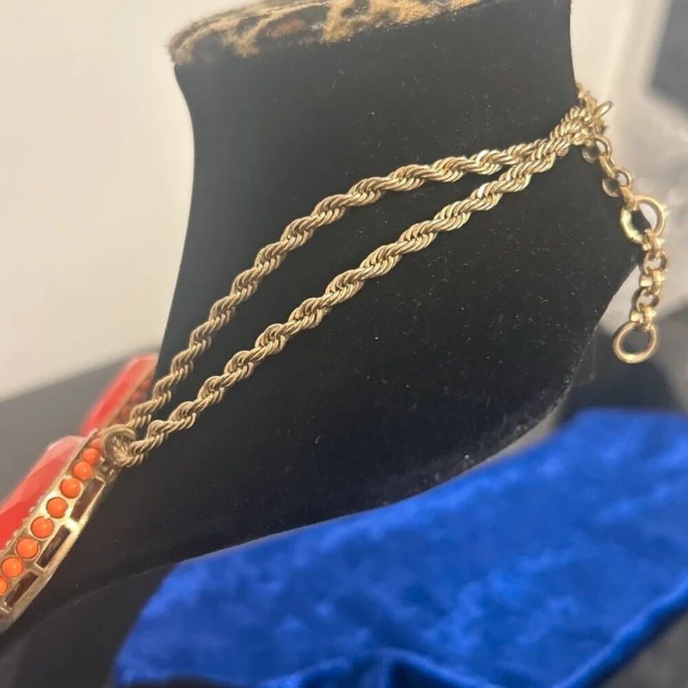 Orange Rhinestone Statement Necklace - Picture 3 of 4